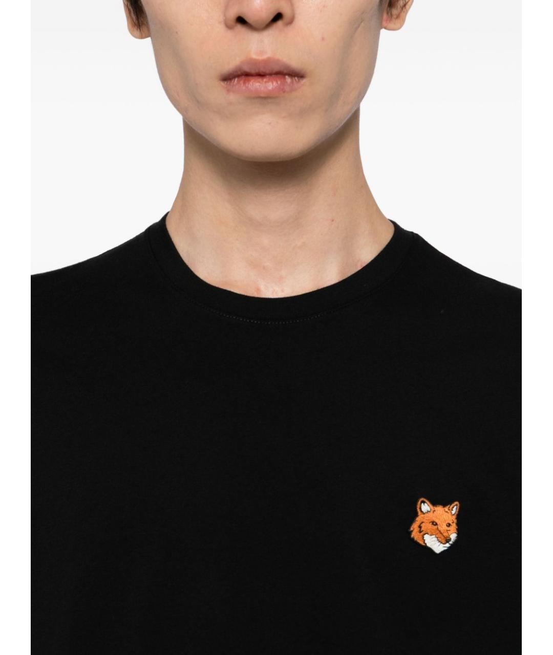 MAISON KITSUNE Черная хлопковая футболка, фото 3