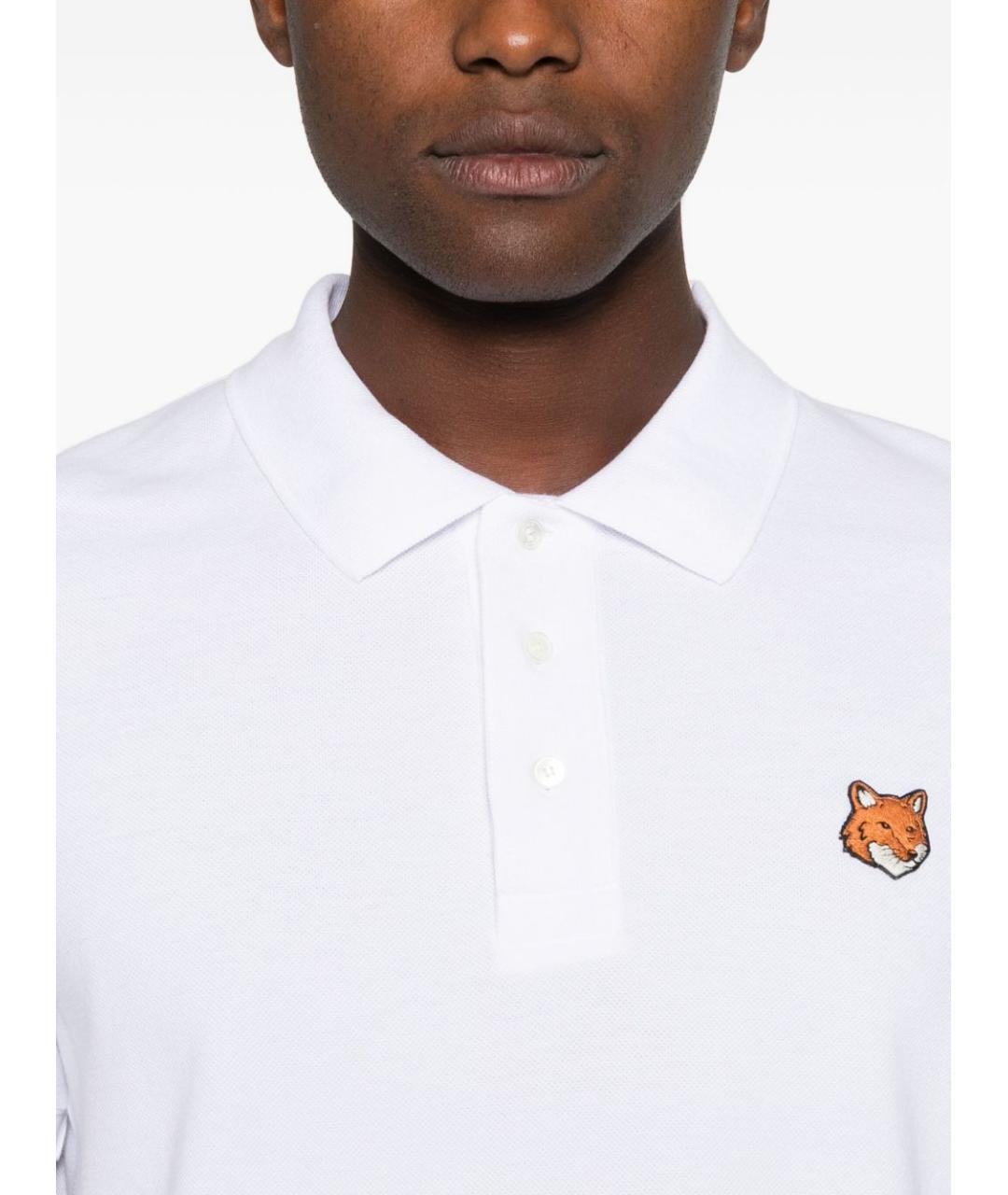 MAISON KITSUNE Белое хлопковое поло с коротким рукавом, фото 3
