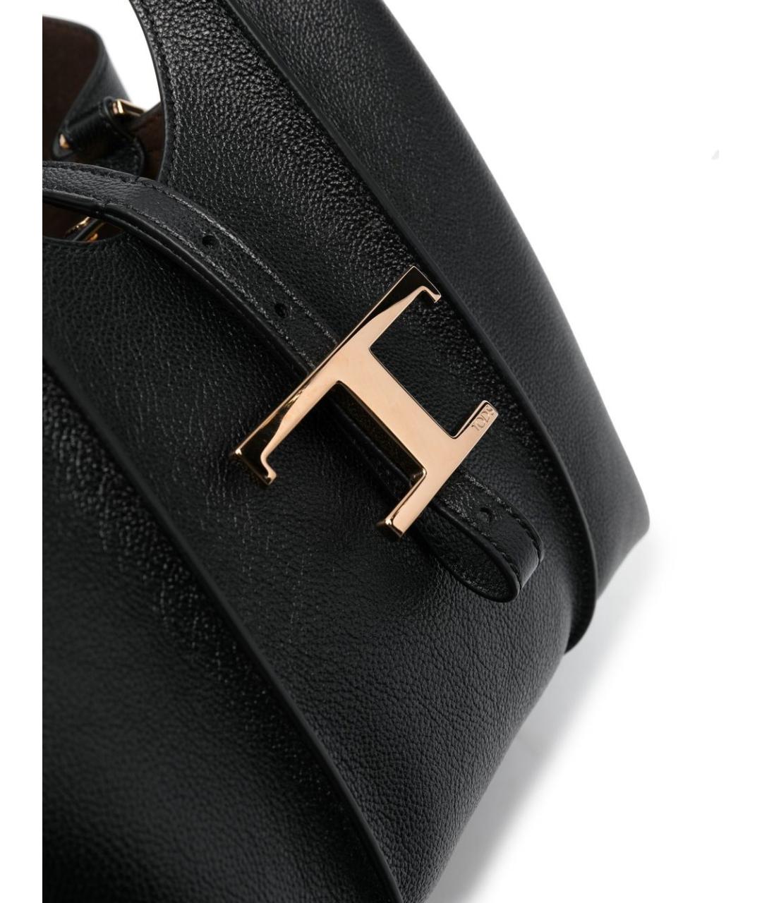 TOD'S Черная кожаная сумка тоут, фото 3