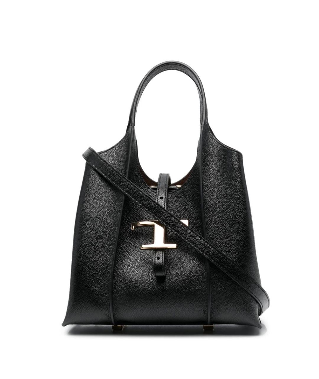 TOD'S Черная кожаная сумка тоут, фото 1