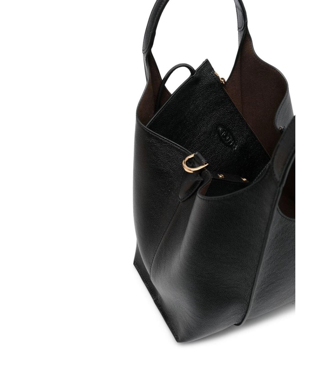 TOD'S Черная кожаная сумка тоут, фото 5