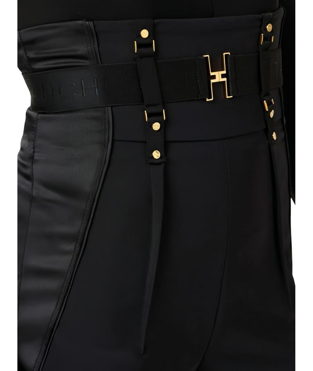 ELISABETTA FRANCHI Черные полиэстеровые прямые брюки, фото 4