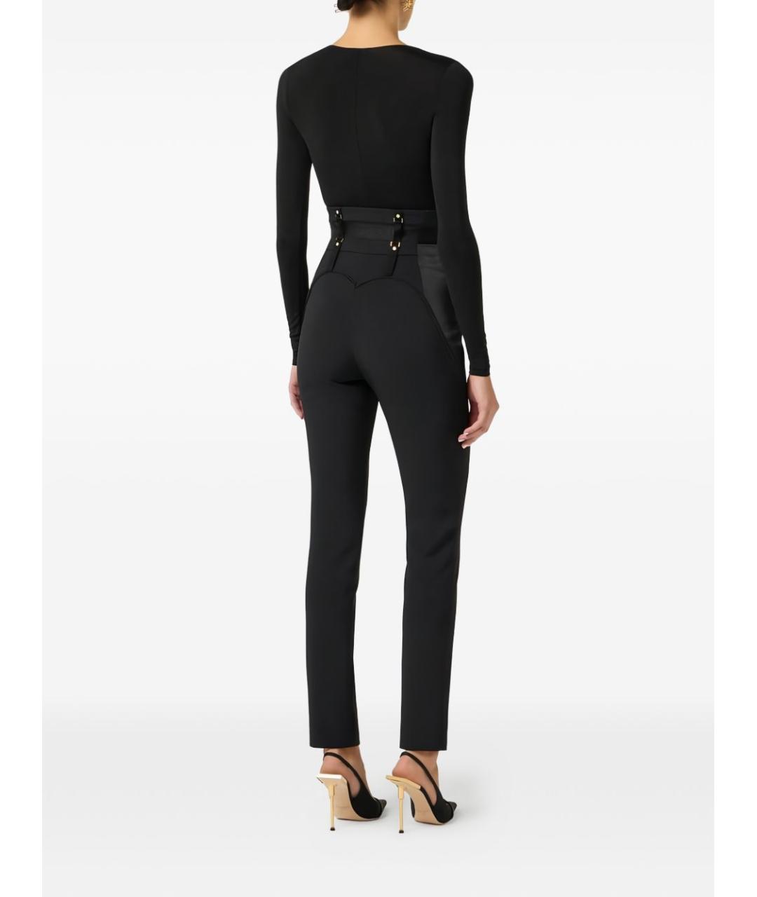 ELISABETTA FRANCHI Черные полиэстеровые прямые брюки, фото 3
