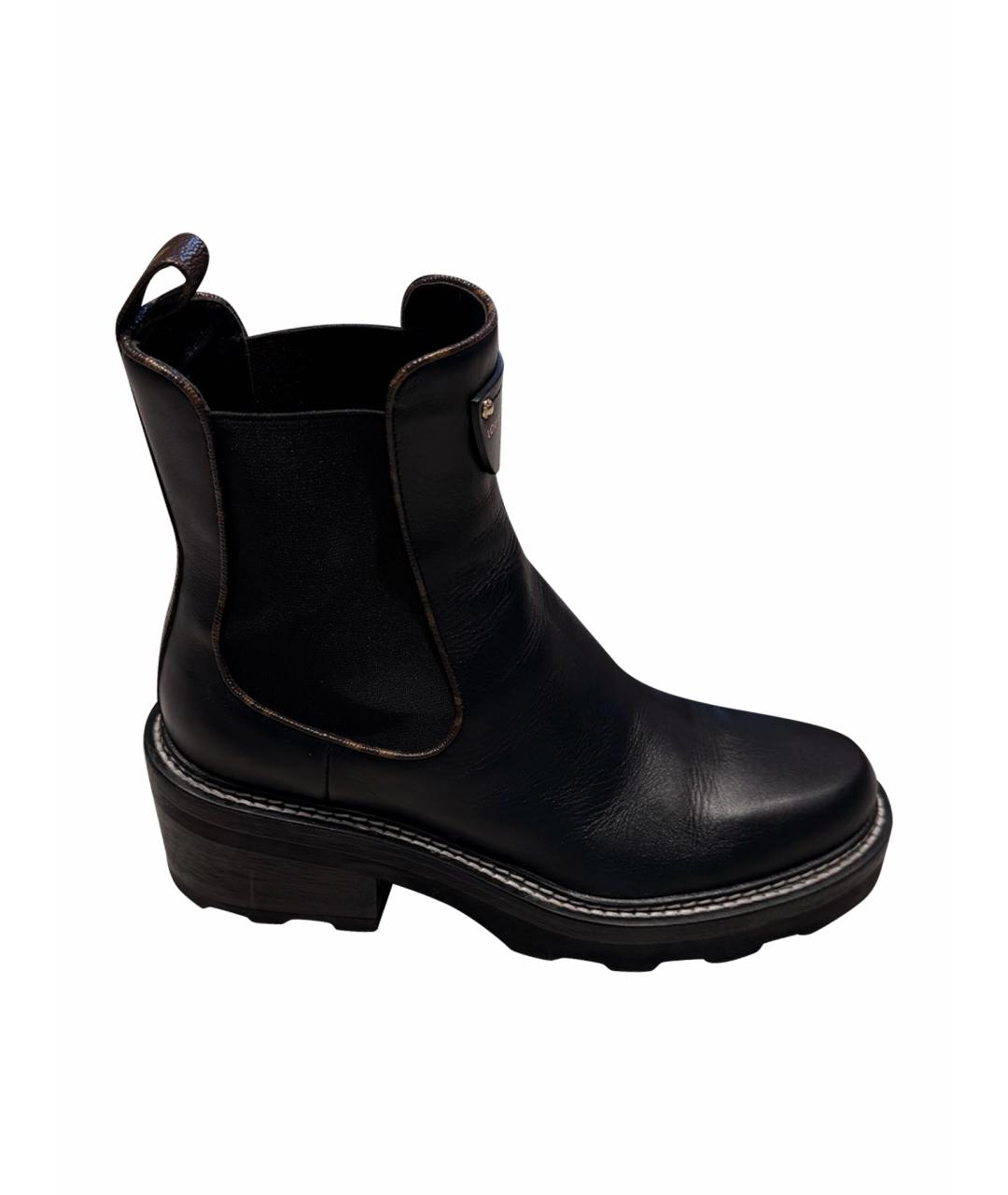 LOUIS VUITTON Черные кожаные полусапоги, фото 1