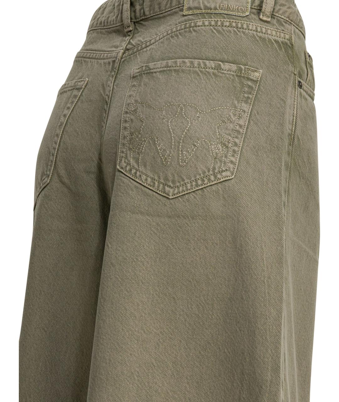 PINKO Зеленые хлопко-лиоцелловые прямые джинсы, фото 4