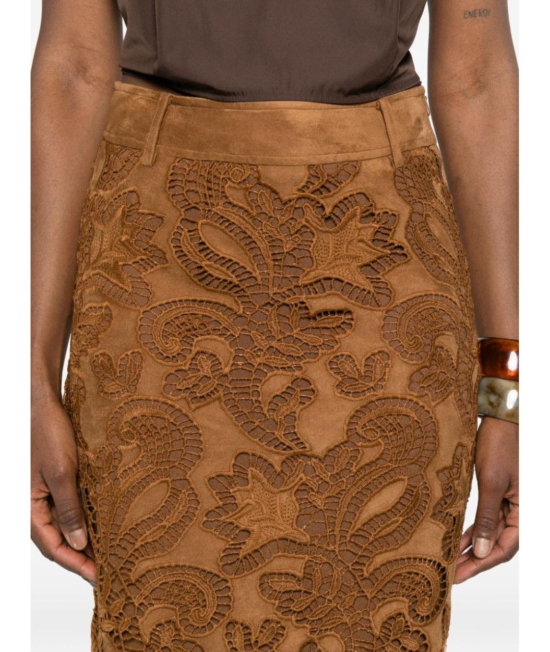 ERMANNO FIRENZE Коричневая юбка миди, фото 3