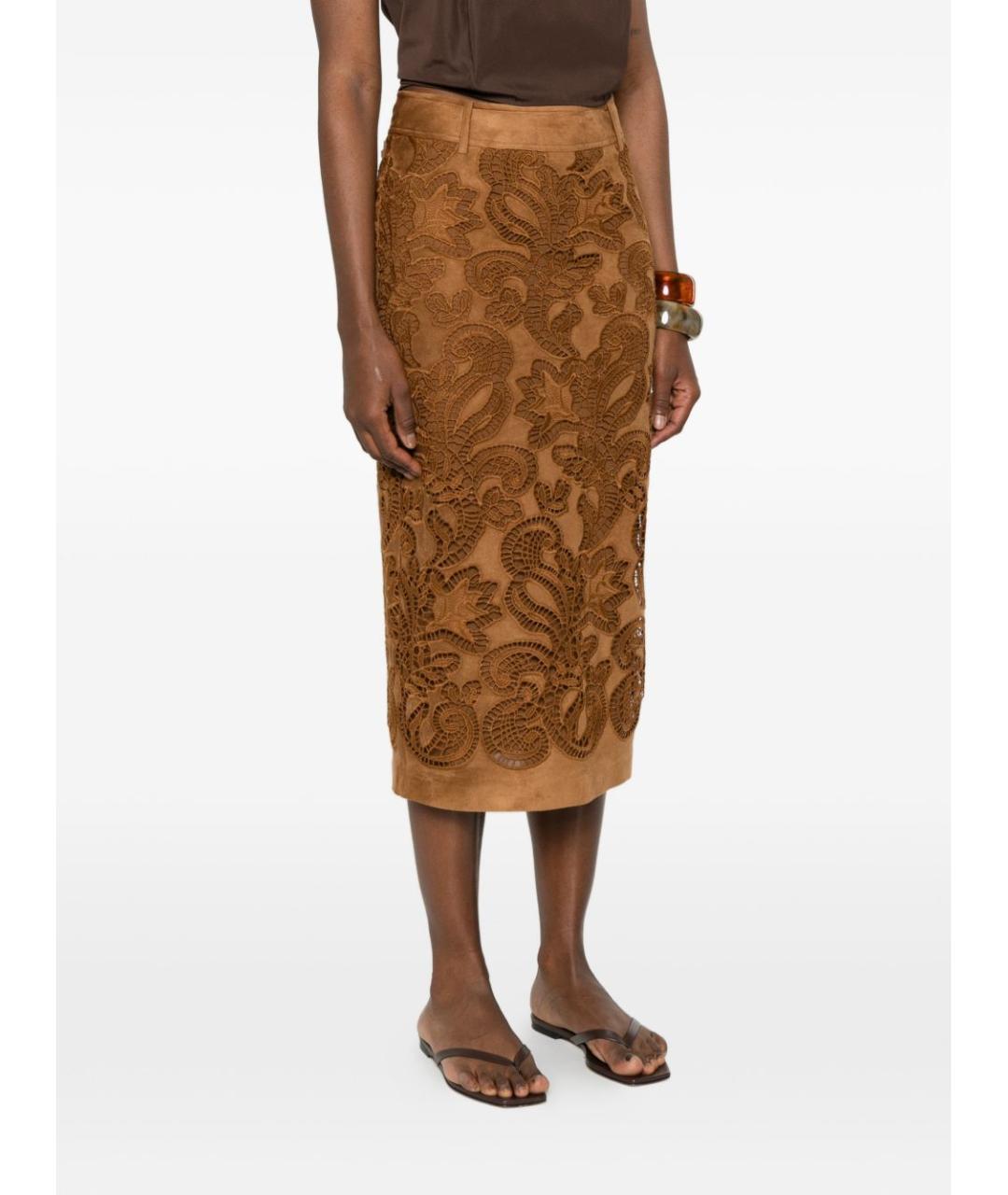 ERMANNO FIRENZE Коричневая юбка миди, фото 2