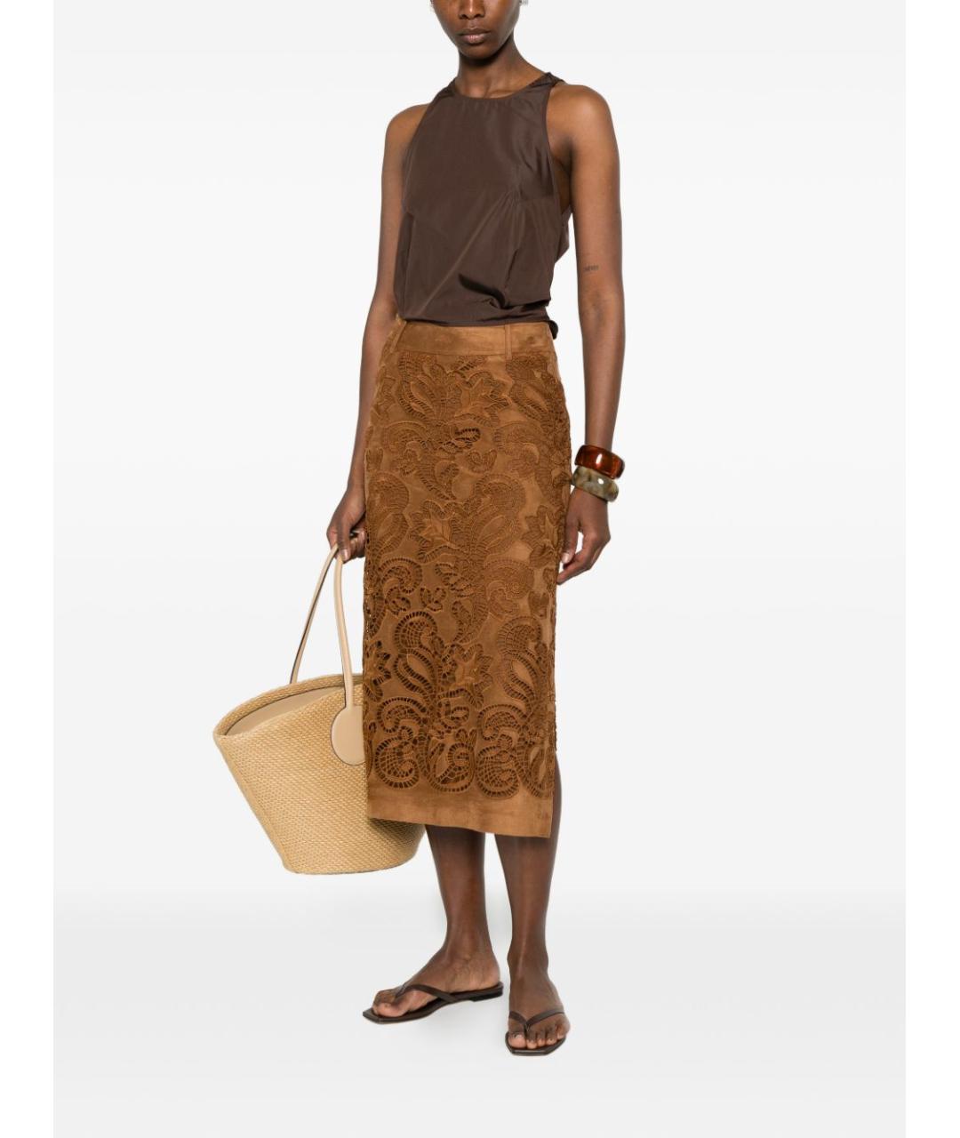ERMANNO FIRENZE Коричневая юбка миди, фото 4