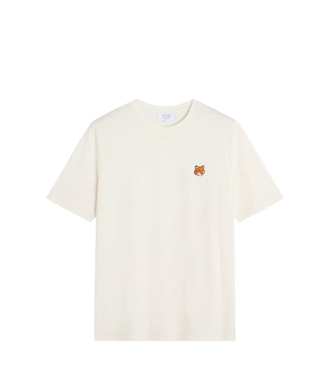 MAISON KITSUNE Бежевая хлопковая футболка, фото 1