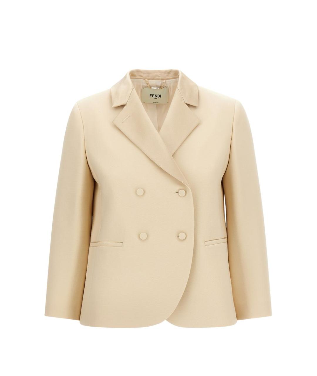 FENDI Бежевый шерстяной жакет/пиджак, фото 1