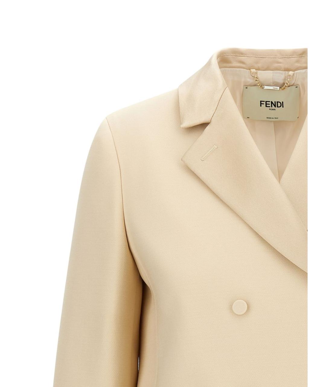FENDI Бежевый шерстяной жакет/пиджак, фото 2