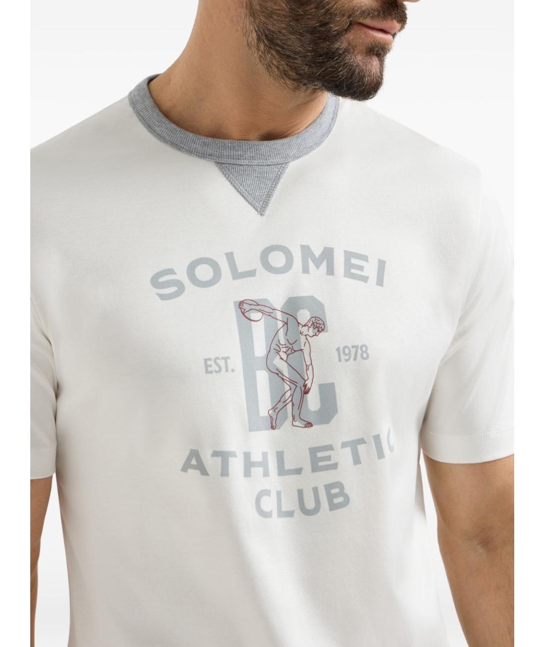 BRUNELLO CUCINELLI Белая хлопковая футболка, фото 5