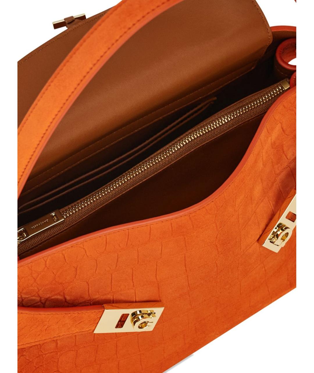 FERRAGAMO Оранжевая кожаная сумка тоут, фото 5