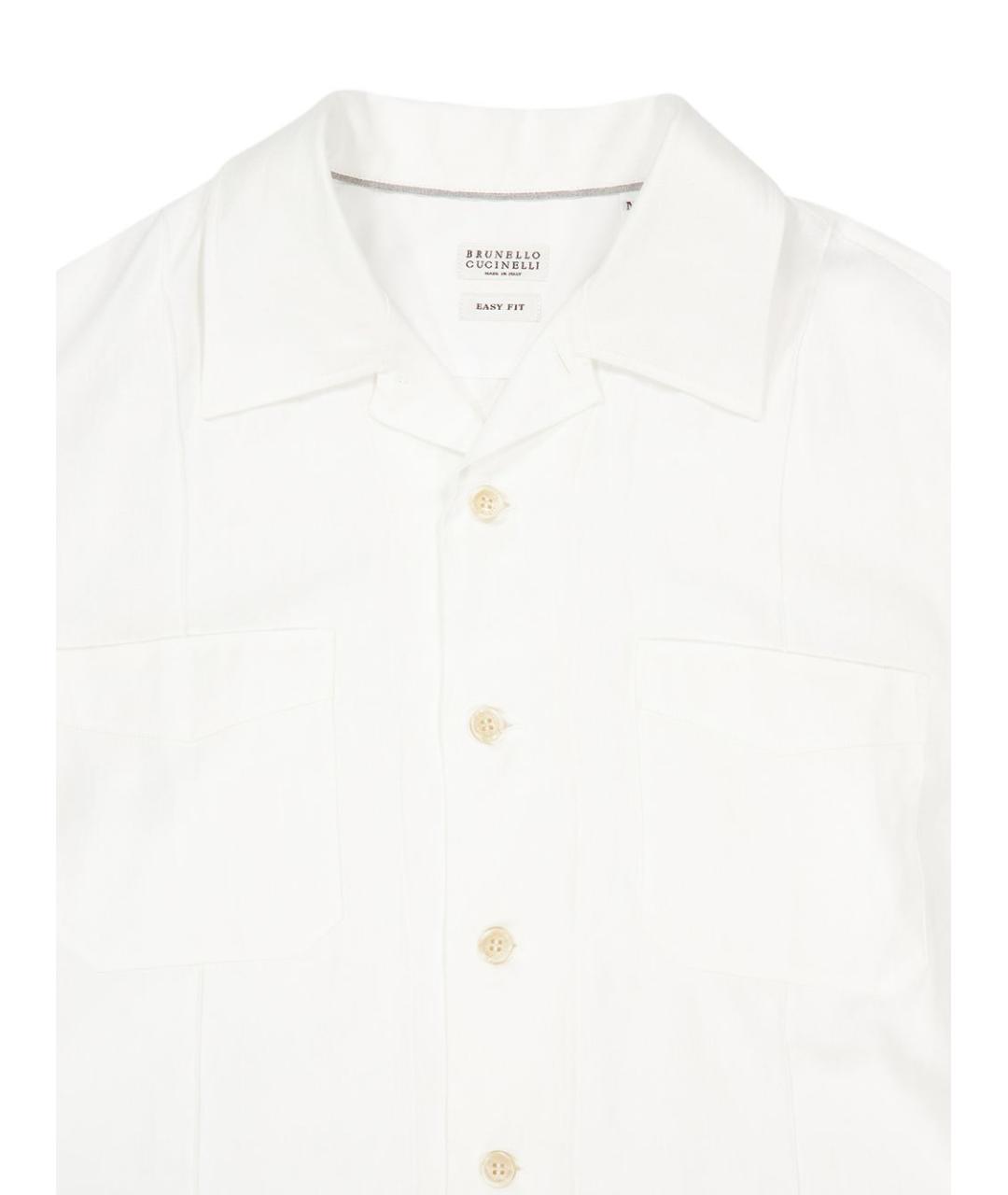 BRUNELLO CUCINELLI Белая льняная кэжуал рубашка, фото 4