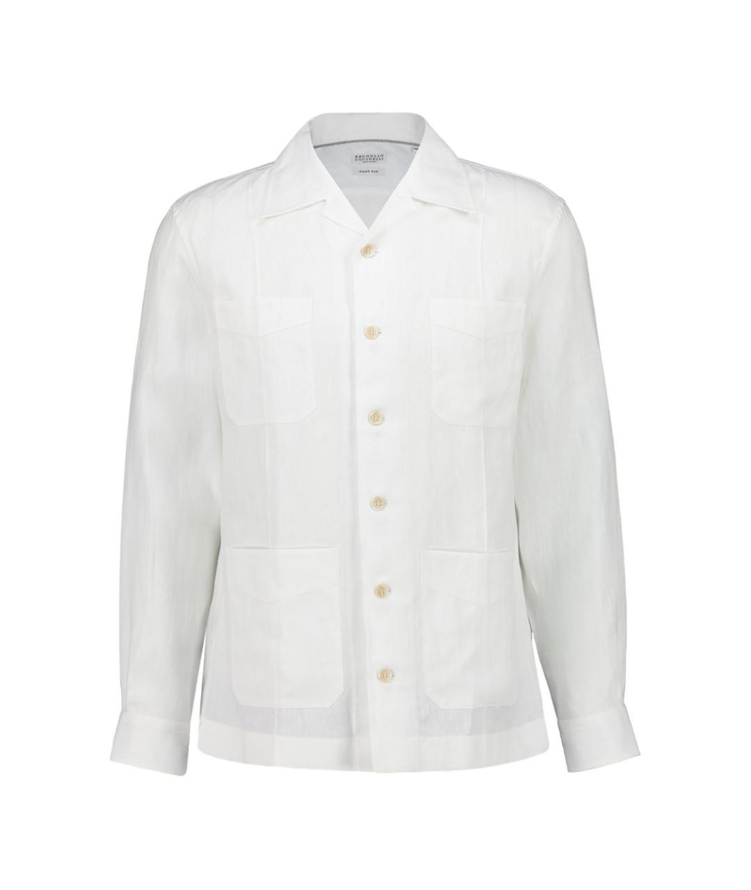 BRUNELLO CUCINELLI Белая льняная кэжуал рубашка, фото 1