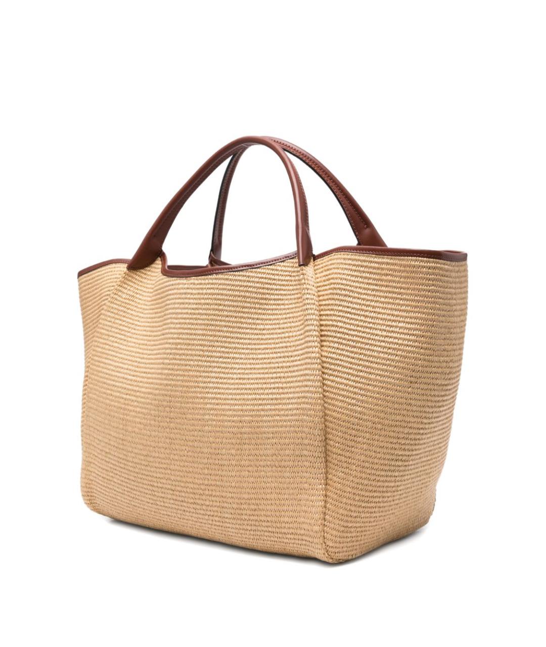 EMPORIO ARMANI Бежевая пелетеная сумка тоут, фото 5