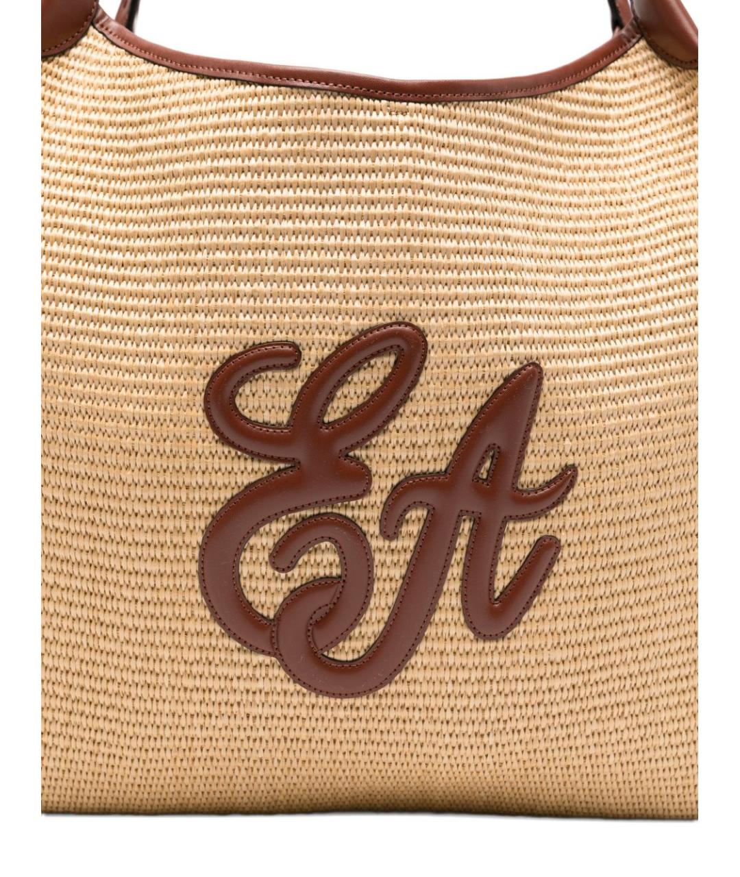 EMPORIO ARMANI Бежевая пелетеная сумка тоут, фото 4