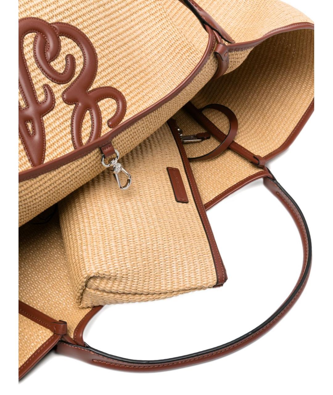 EMPORIO ARMANI Бежевая пелетеная сумка тоут, фото 2