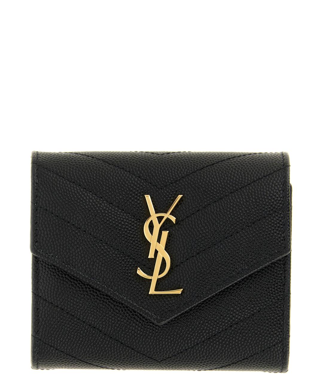 SAINT LAURENT Черный кожаный кошелек, фото 1