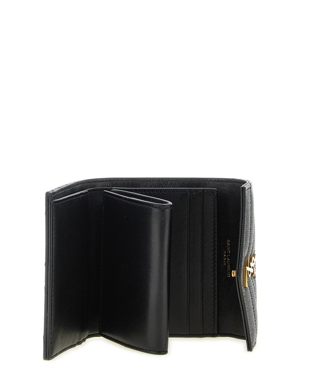 SAINT LAURENT Черный кожаный кошелек, фото 3