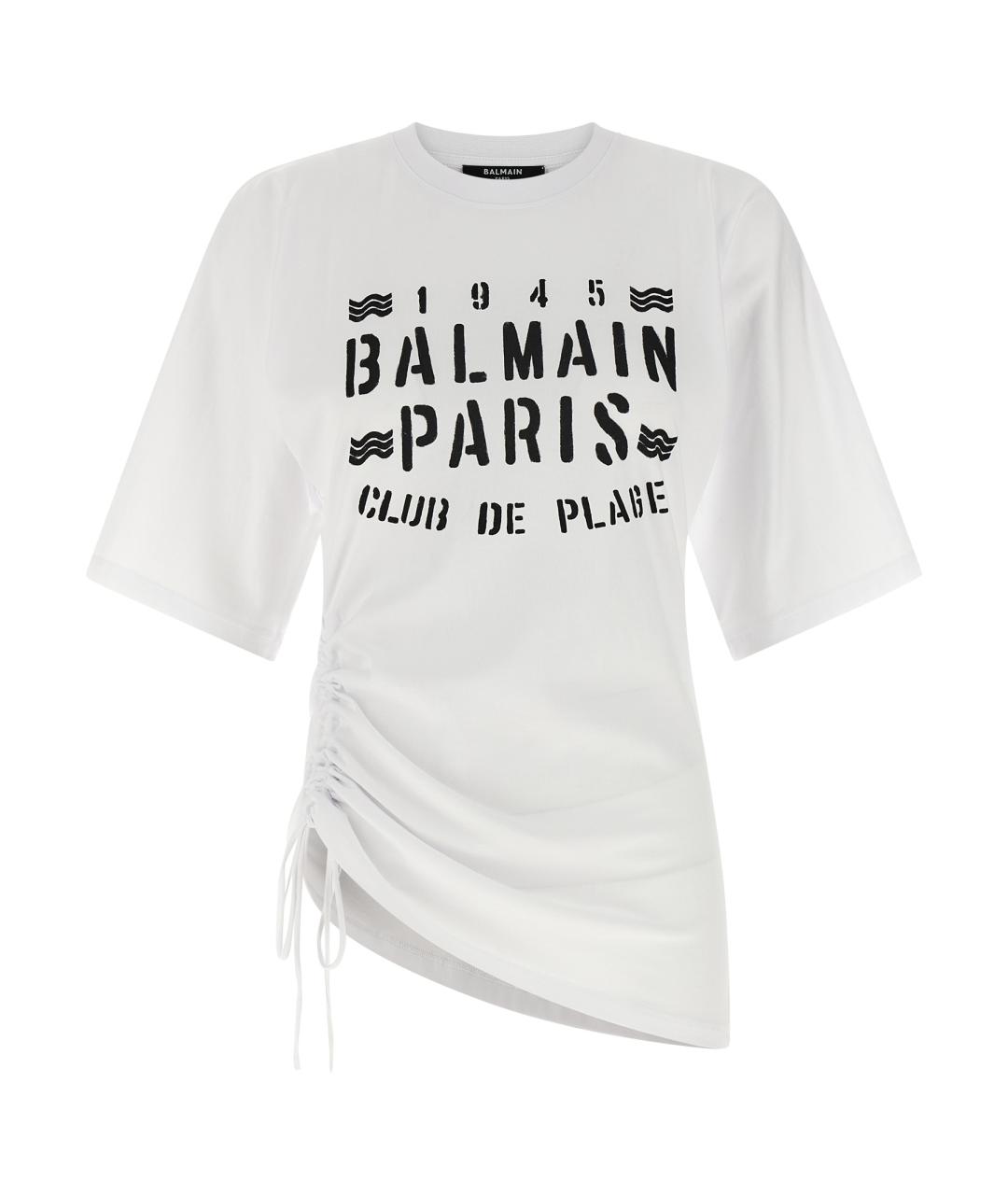 BALMAIN Белая хлопковая футболка, фото 1