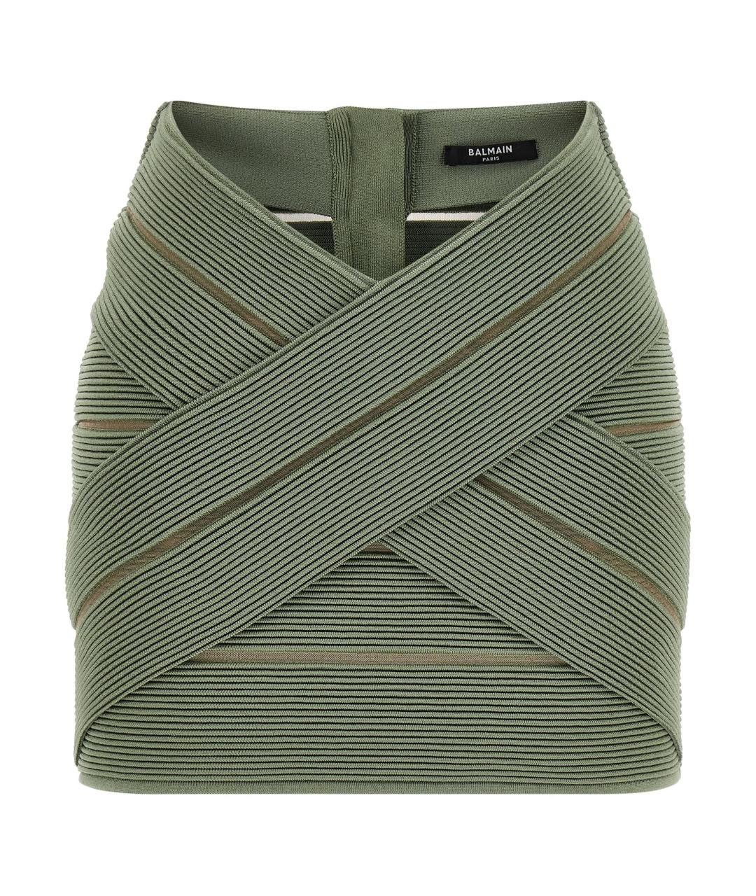 BALMAIN Зеленая вискозная юбка мини, фото 1