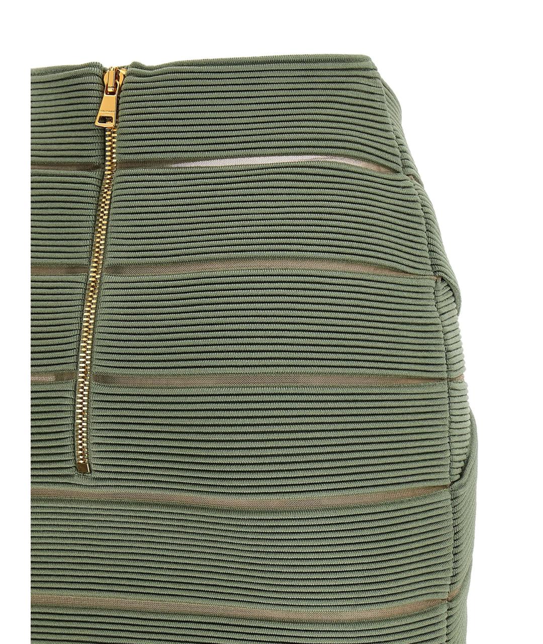 BALMAIN Зеленая вискозная юбка мини, фото 4