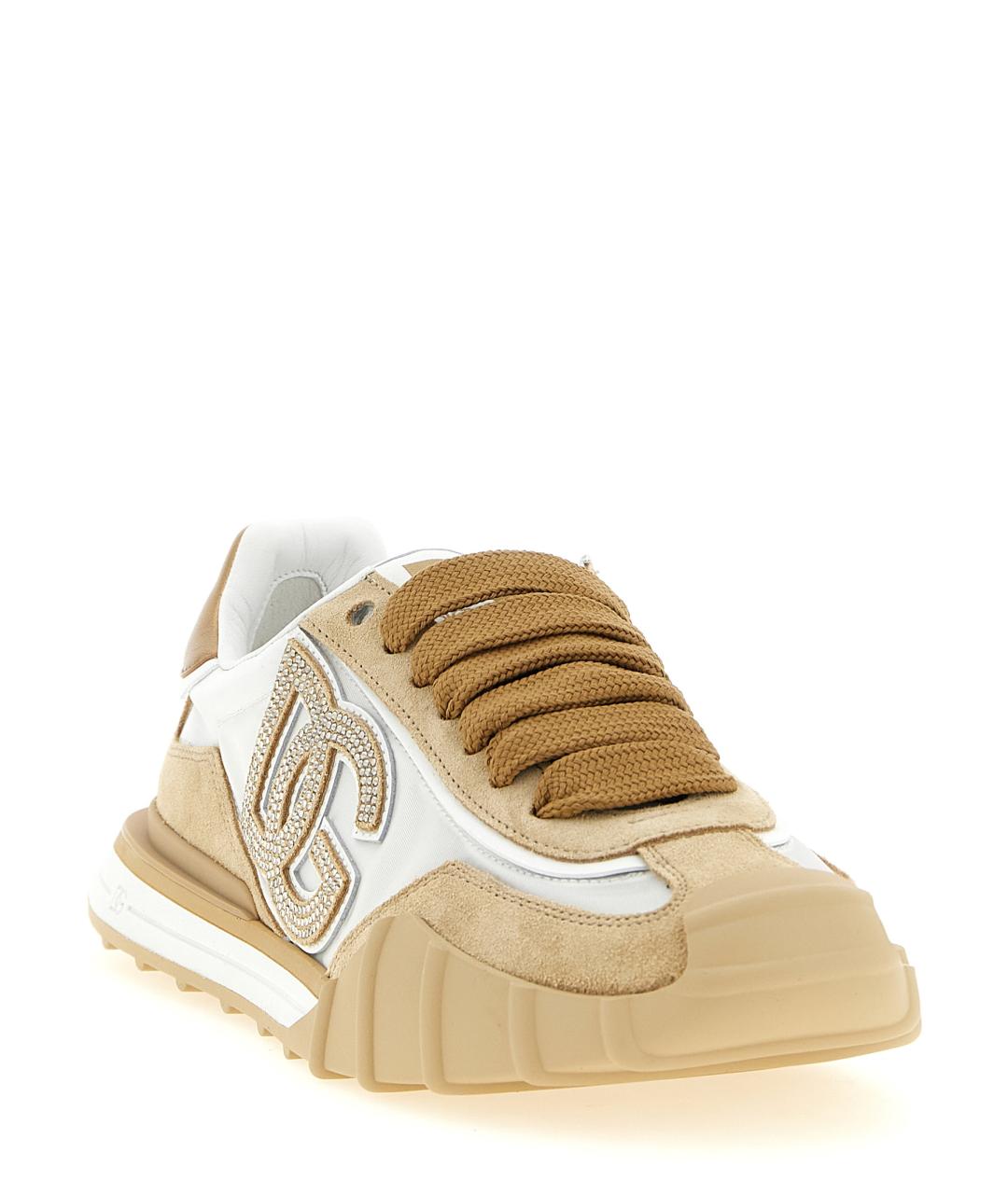 DOLCE&GABBANA Бежевые кожаные кроссовки, фото 2