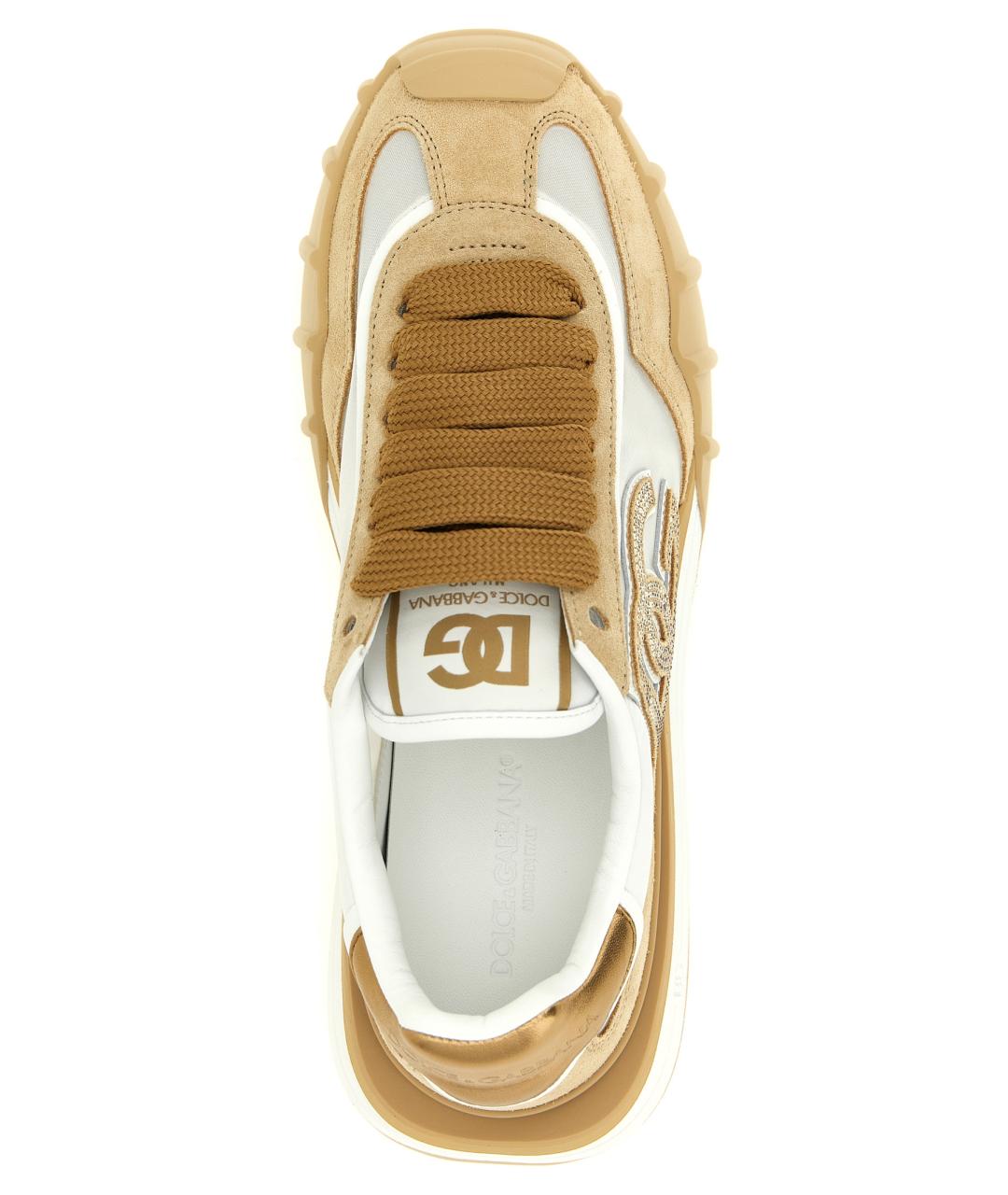 DOLCE&GABBANA Бежевые кожаные кроссовки, фото 4