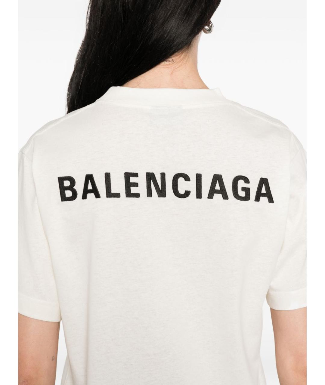 BALENCIAGA Белая хлопковая футболка, фото 5