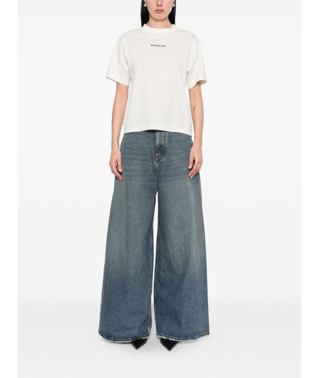 BALENCIAGA Белая хлопковая футболка, фото 4