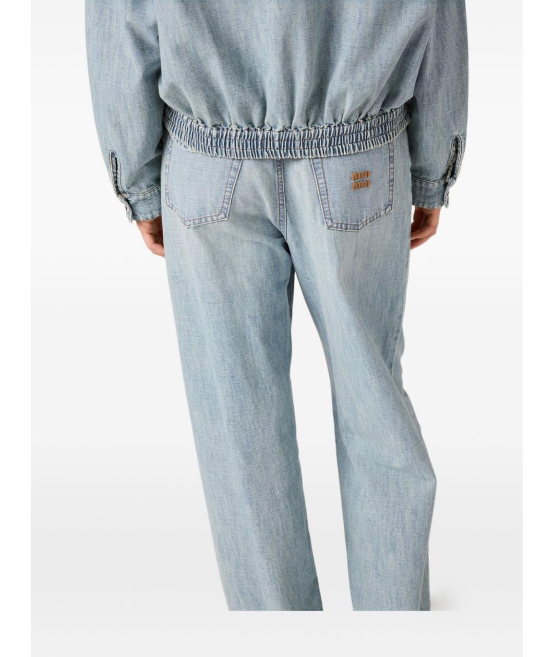 MIU MIU Голубые хлопковые прямые джинсы, фото 3