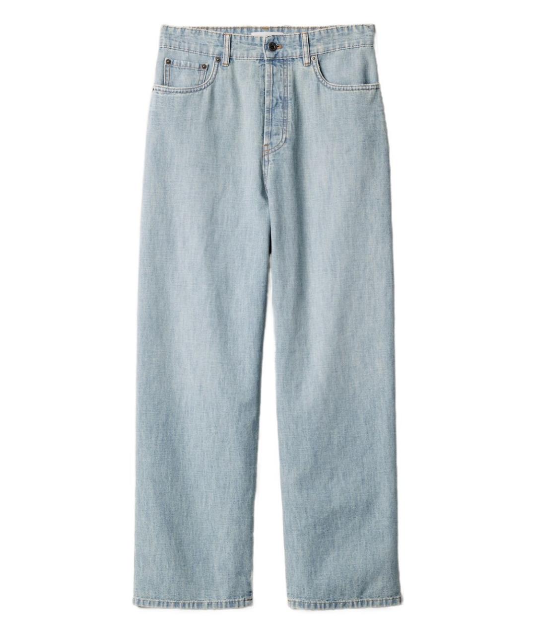 MIU MIU Голубые хлопковые прямые джинсы, фото 1