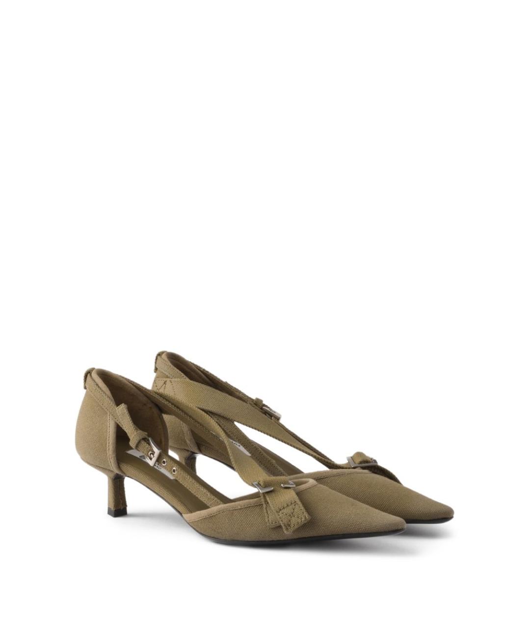 PRADA Зеленые текстильные туфли, фото 3