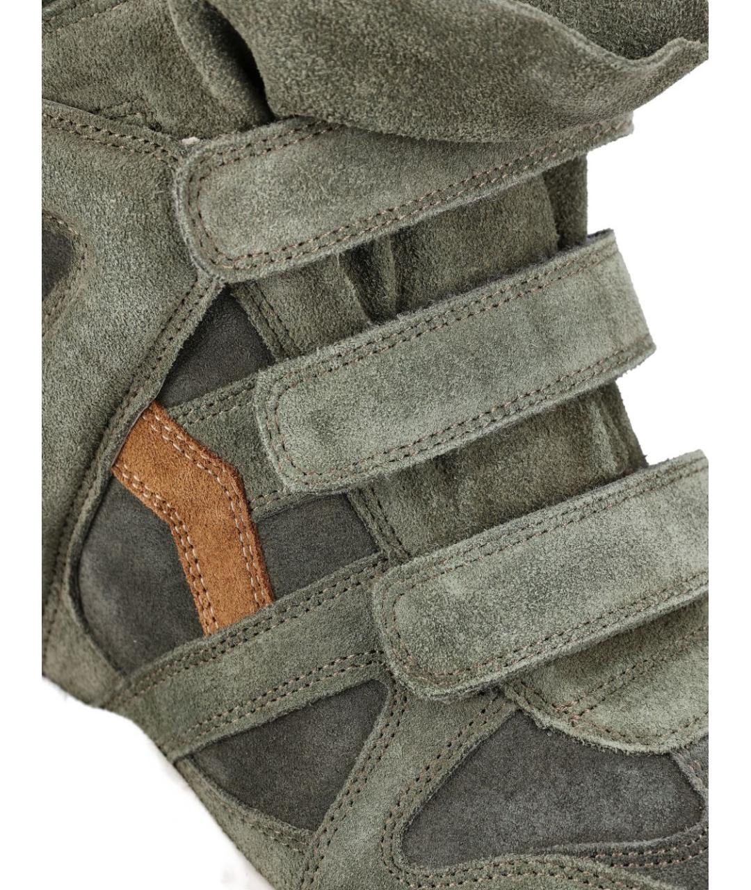ISABEL MARANT Хаки кожаные кроссовки, фото 4