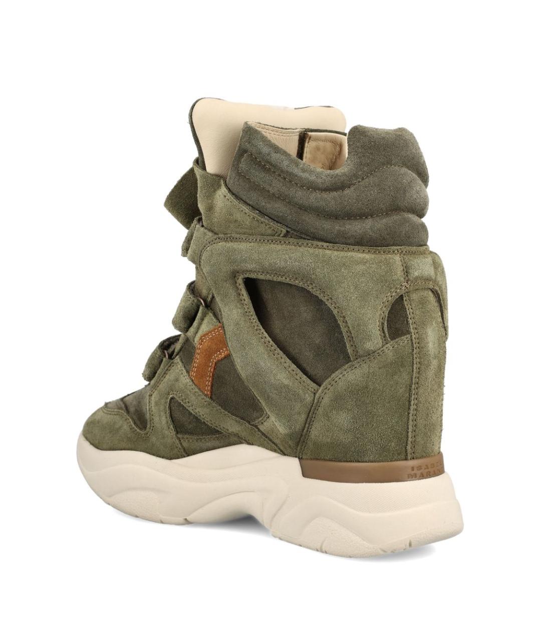 ISABEL MARANT Хаки кожаные кроссовки, фото 3