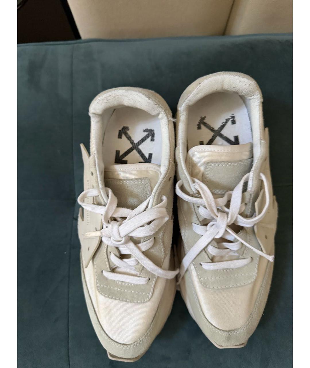 OFF-WHITE Бежевые текстильные кроссовки, фото 3