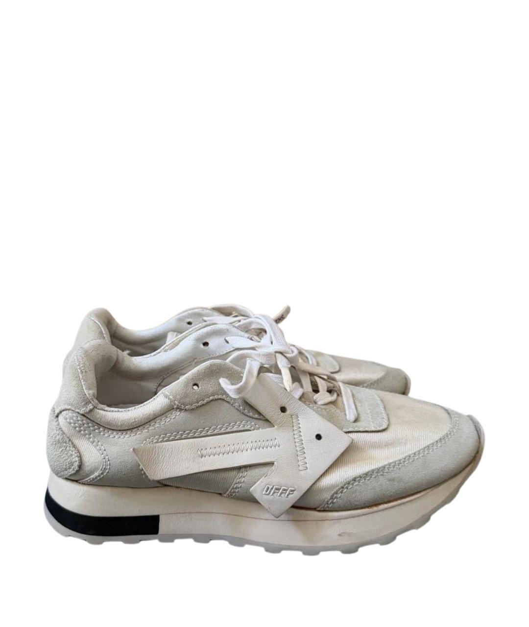 OFF-WHITE Бежевые текстильные кроссовки, фото 1