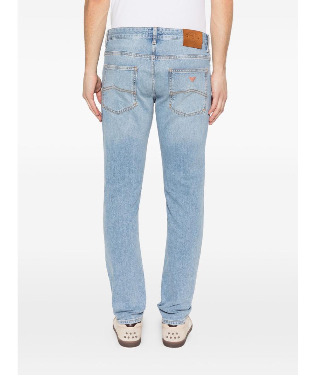 EMPORIO ARMANI Синие хлопковые прямые джинсы, фото 3