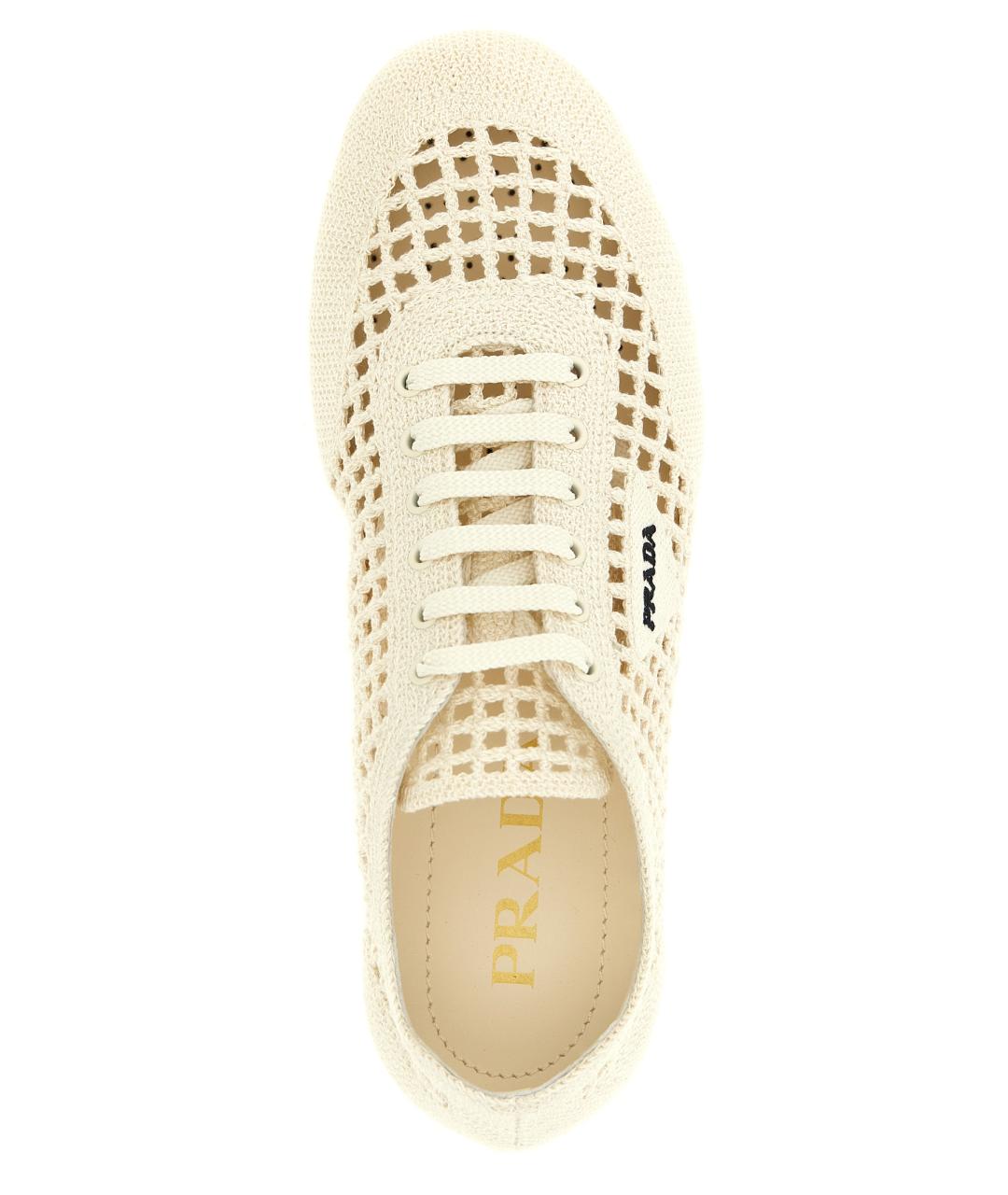 PRADA Белые текстильные кроссовки, фото 4