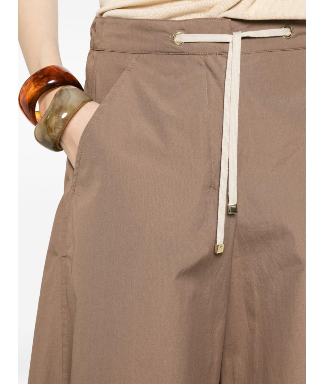 'S MAX MARA Коричневые хлопковые брюки широкие, фото 2