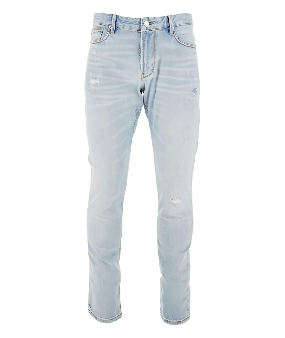 EMPORIO ARMANI Синие хлопковые прямые джинсы, фото 1