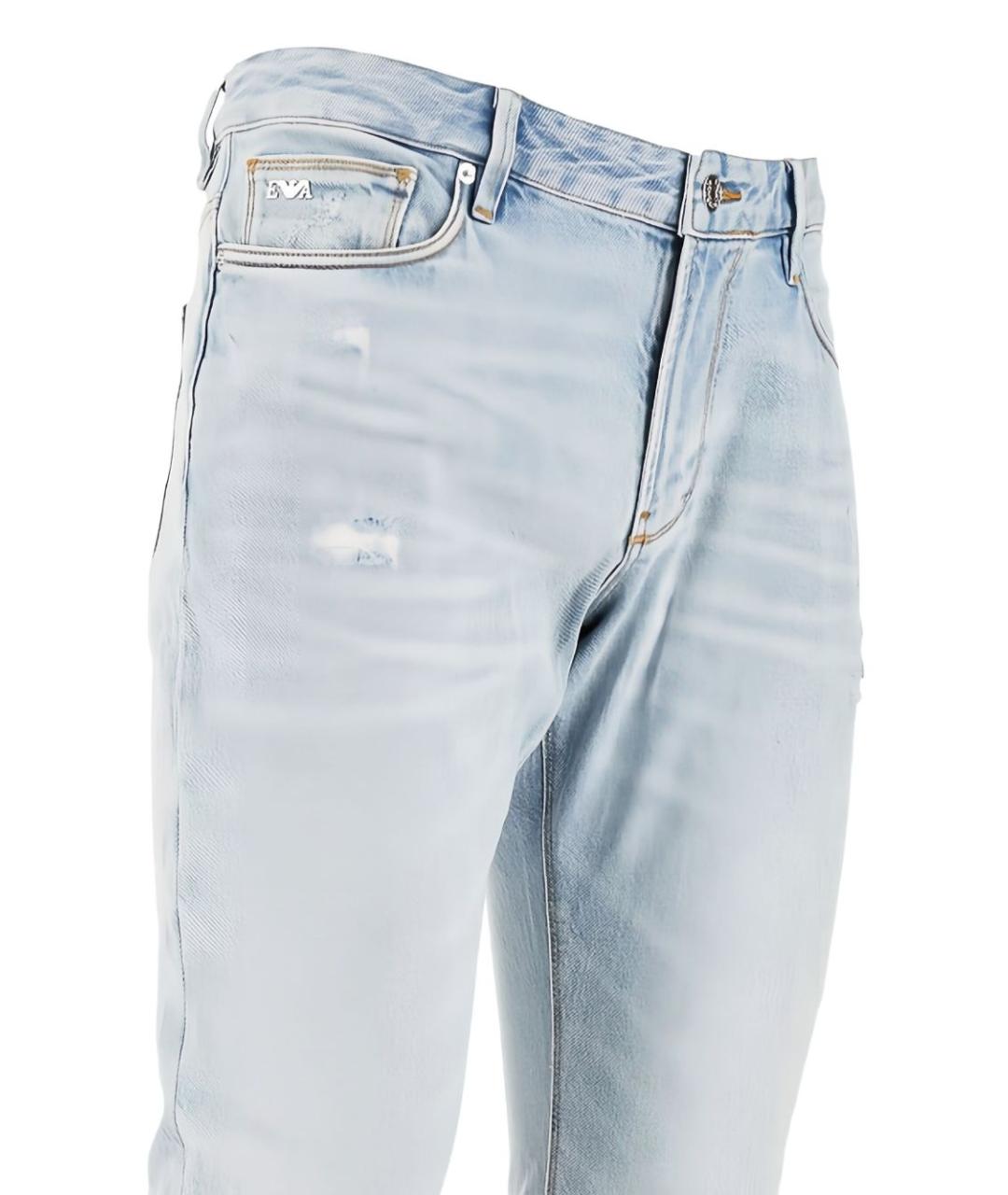 EMPORIO ARMANI Синие хлопковые прямые джинсы, фото 2