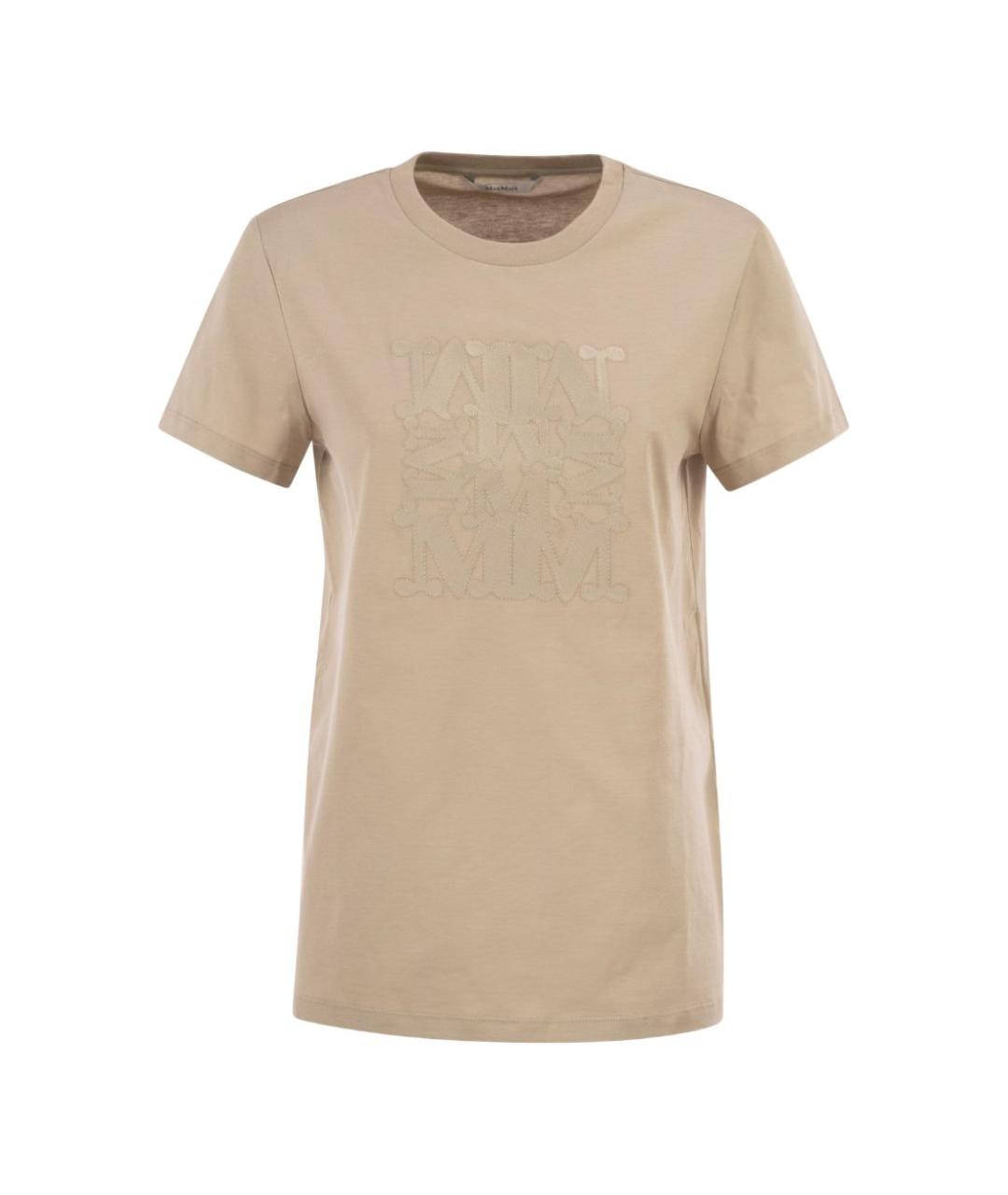 MAX MARA Бежевая хлопковая футболка, фото 1