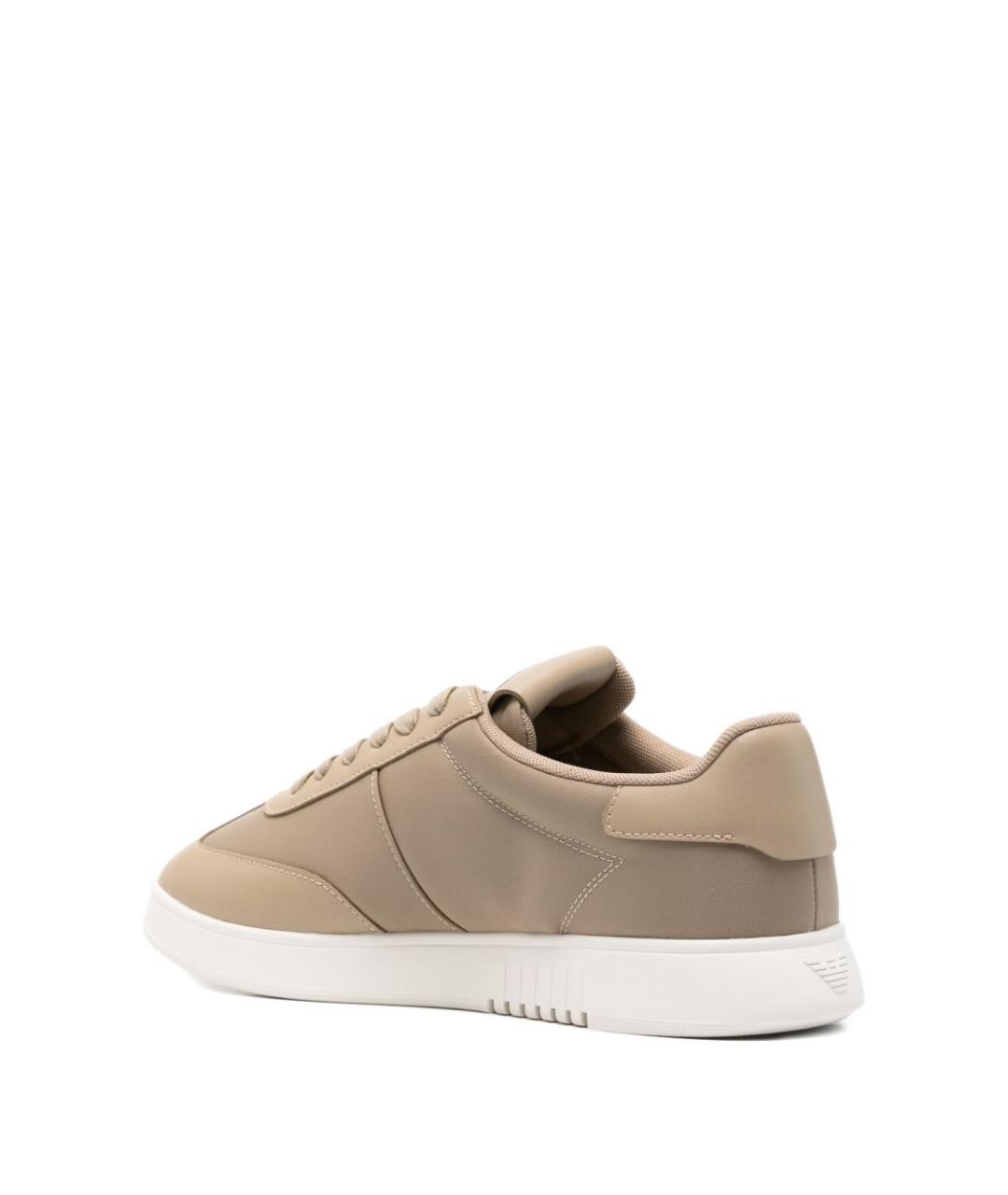 EMPORIO ARMANI Бежевые синтетические низкие кроссовки / кеды, фото 2