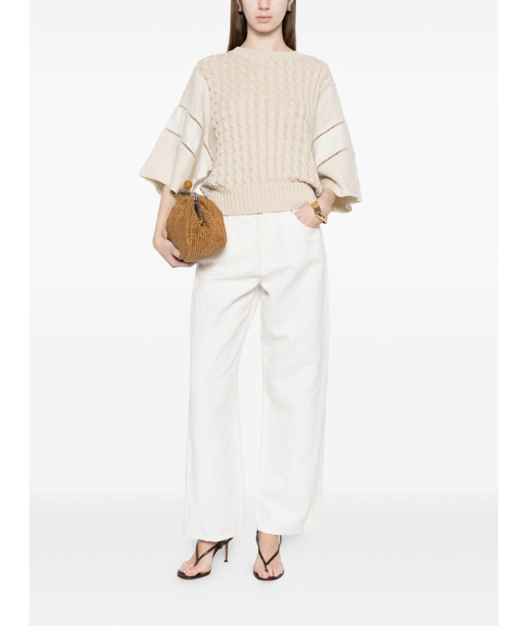 MAX MARA Бежевая льняная футболка, фото 3