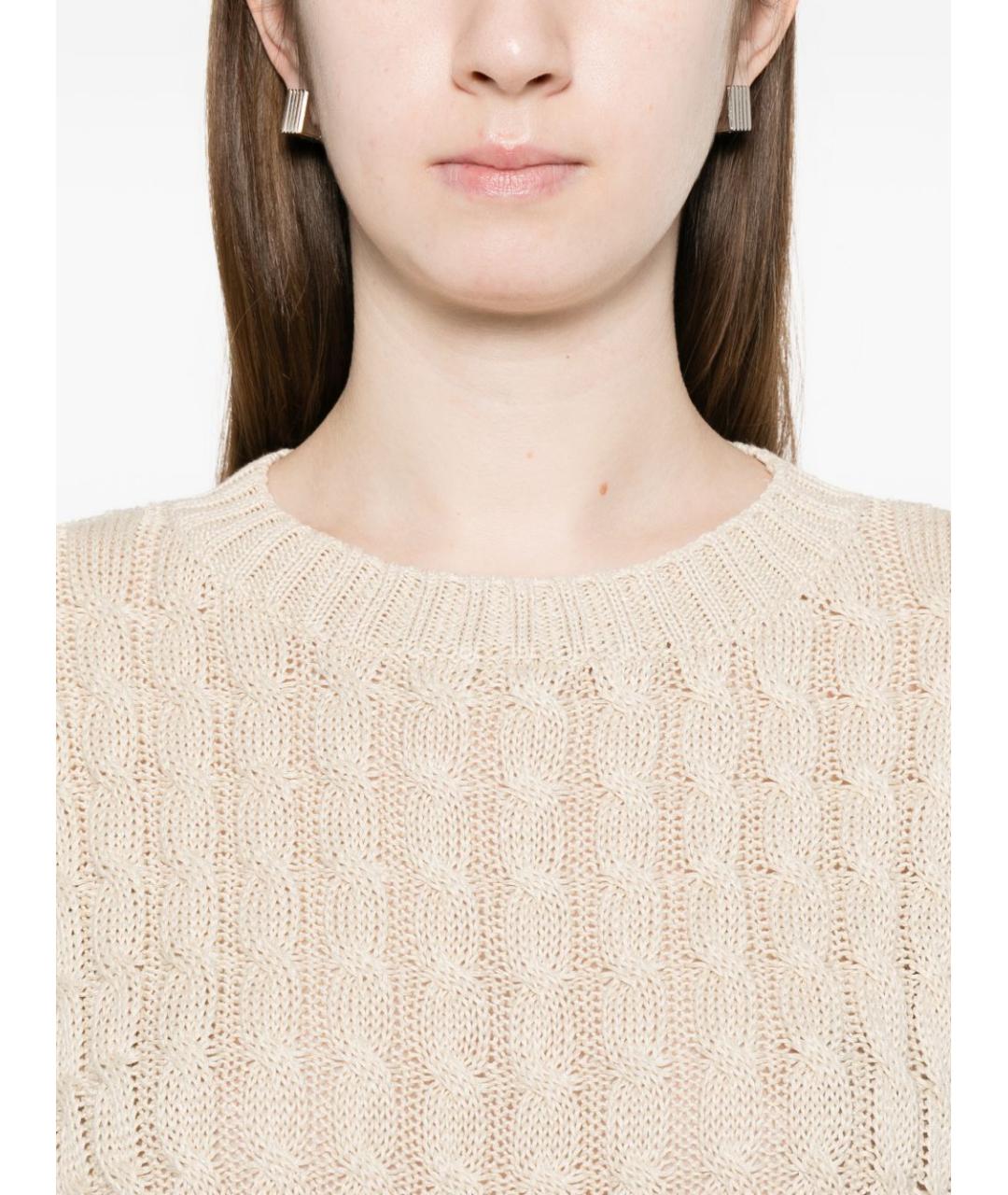 MAX MARA Бежевая льняная футболка, фото 4