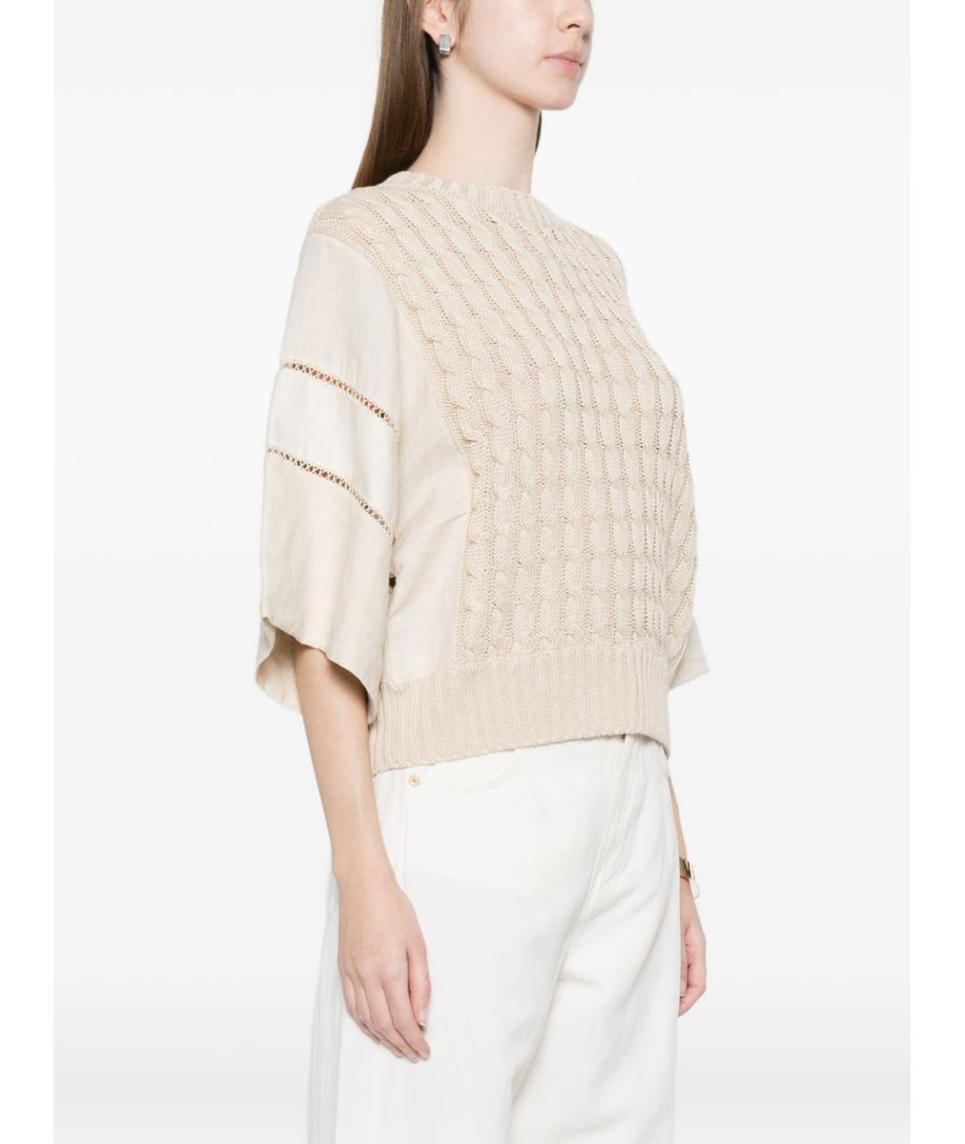 MAX MARA Бежевая льняная футболка, фото 2