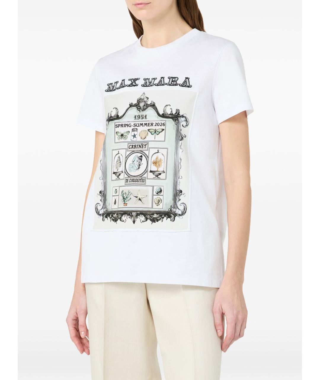 MAX MARA Белая хлопковая футболка, фото 2