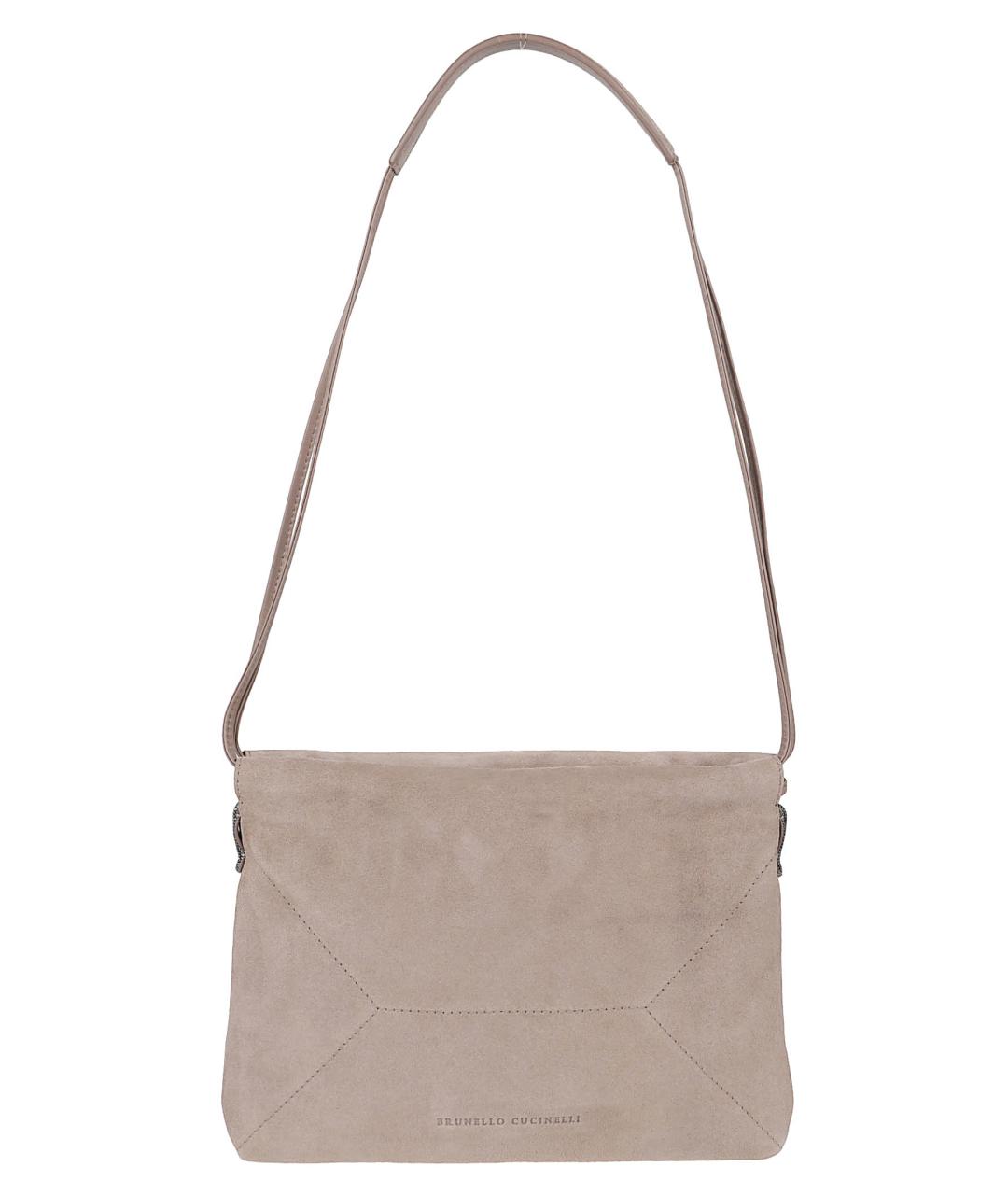 BRUNELLO CUCINELLI Бежевая замшевая сумка через плечо, фото 1